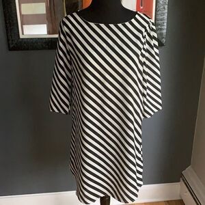 Everly black/ivory diagonal stripe straight midi S